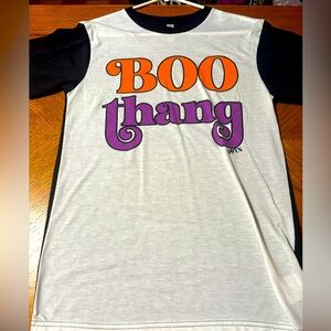 Graphic 'Boo Thang' Tee Halloween shirt size small White, Black, Orange, Purple